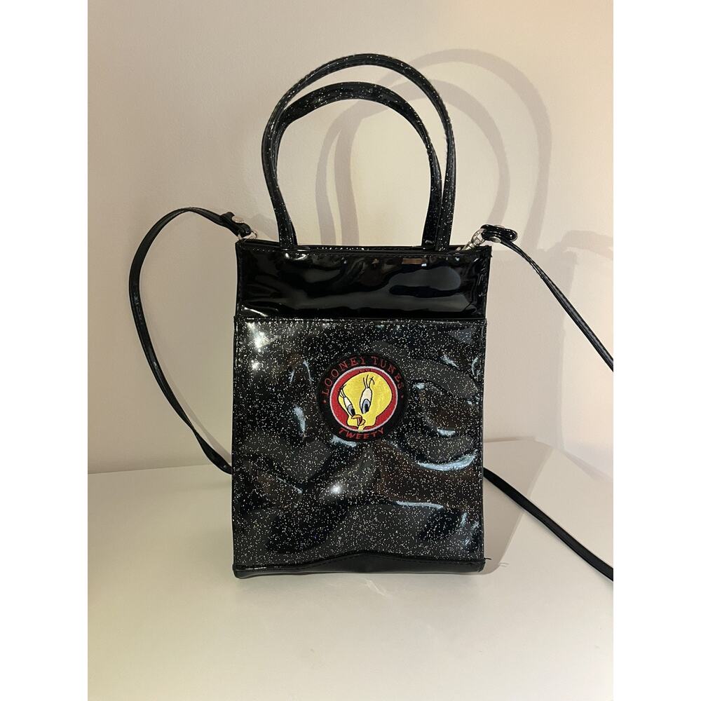 Vintage 90s Looney Tunes Tweety Bird Handle & Strap Tote Bag Y2K Shiny Glitter